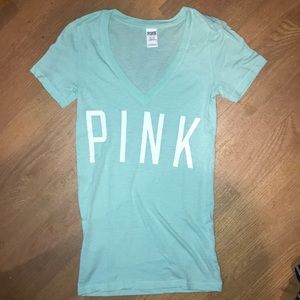 PINK mint green v neck t shirt